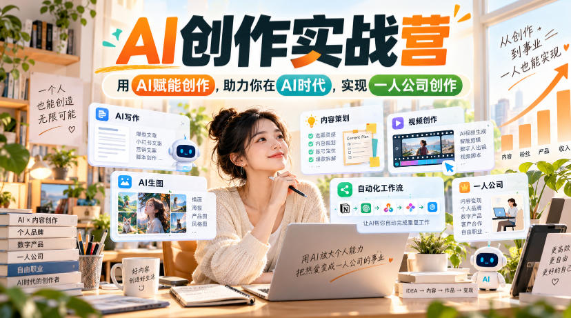 AI创作实战营,用AI赋能创作,助力你在AI时代,实现一人公司创作(更新)-皮皮网创
