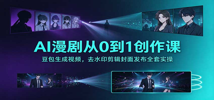 AI漫剧从0到1创作课:豆包生成视频,去水印剪辑封面发布全套实操-皮皮网创
