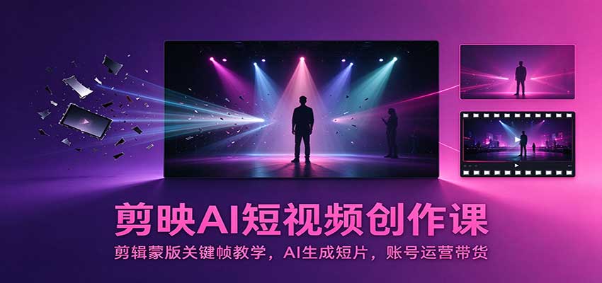 剪映AI短视频创作课:剪辑蒙版关键帧教学,AI生成短片,账号运营带货-皮皮网创