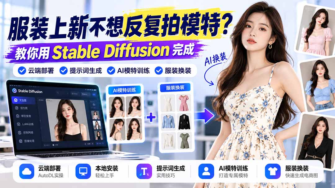 服装上新不想反复拍模特?教你用Stable Diffusion完成云端部署、提示词生成、AI模特训练与换装-皮皮网创