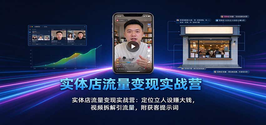 实体店流量变现实战营:定位立人设赚大钱,视频拆解引流量,附获客提示词-皮皮网创