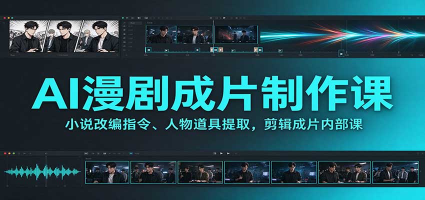 AI漫剧成片制作课:小说改编指令、人物道具提取,剪辑成片全流程-皮皮网创