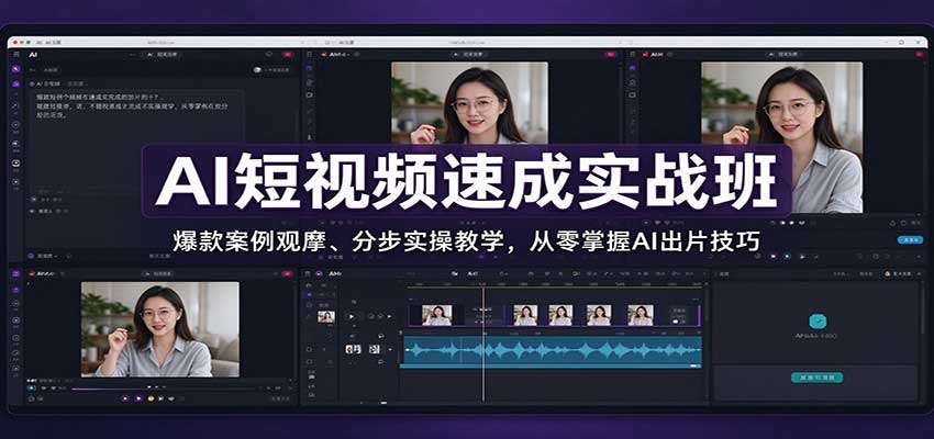AI短视频速成实战班:爆款案例观摩、分步实操教学,从零掌握AI出片技巧-皮皮网创