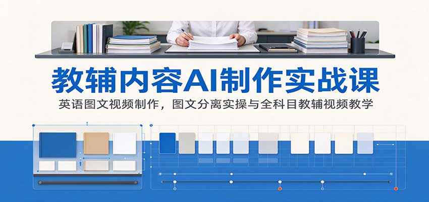 AI制作教辅内容实战课:英语图文视频制作,图文分离实操与全科目教辅视频教学-皮皮网创