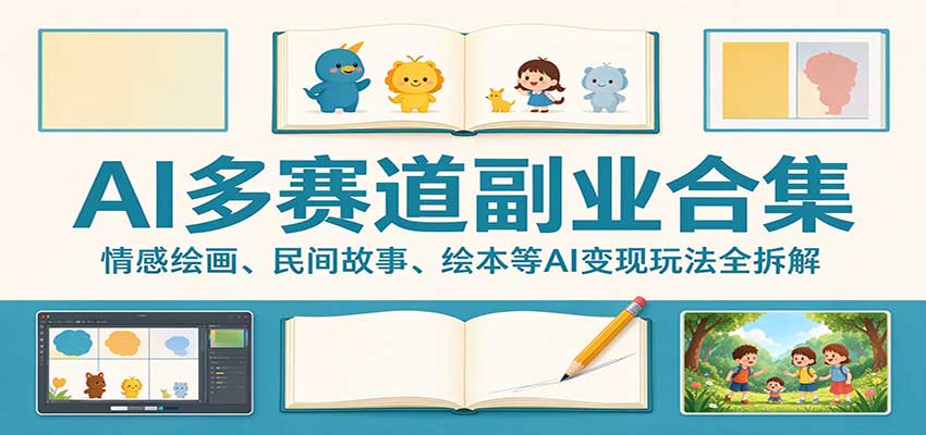 AI多赛道副业合集:情感绘画、民间故事、绘本等AI变现玩法全拆解-皮皮网创