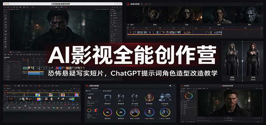AI影视全能创作营:恐怖悬疑写实短片,ChatGPT提示词角色造型改造教学-皮皮网创