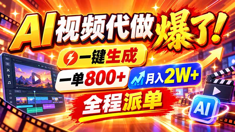 2026年底新赛道，AI视频代做一单800+，小白可做，告别打工-皮皮网创