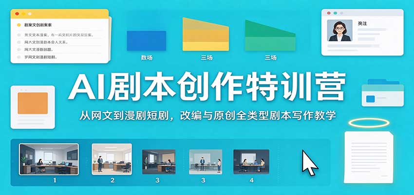 AI剧本创作特训营：从网文到漫剧短剧，改编与原创全类型剧本写作教学-皮皮网创