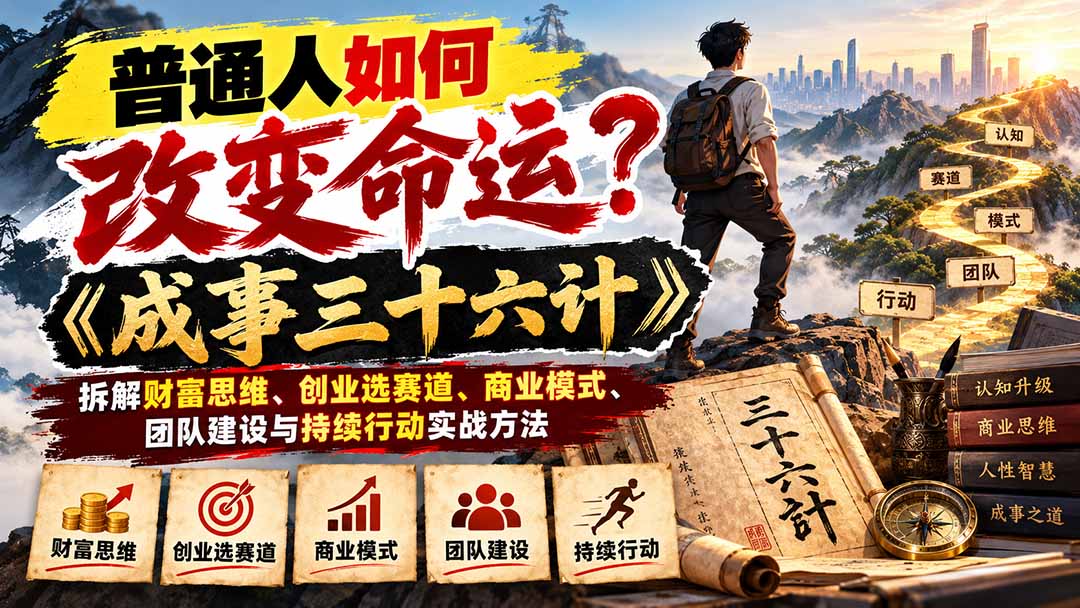 普通人如何改变命运？《成事三十六计》拆解财富思维、创业选赛道、商业模式、团队建设与持续行动实战方法-皮皮网创