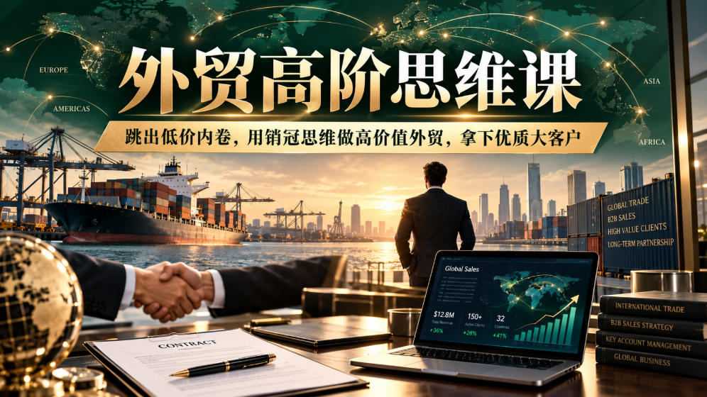 外贸高阶思维课,跳出低价内卷,用销冠思维做高价值外贸,拿下优质大客户-皮皮网创