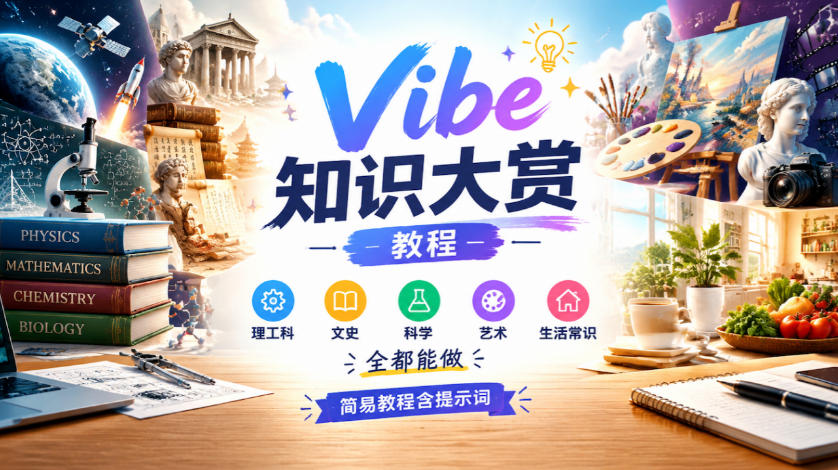 Vibe知识大赏教程,理工科、文史、科学、艺术、生活常识全都能做,简易教程含提示词(更新1025)-皮皮网创
