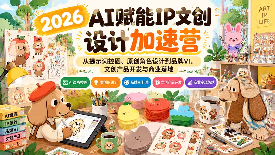 2026AI赋能IP文创设计加速营：从提示词控图、原创角色设计到品牌VI、文创产品开发与商业落地-皮皮网创