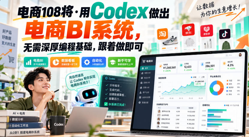 电商108将·用Codex做出电商BI系统,无需深厚编程基础,跟着做即可(更新1026)-皮皮网创