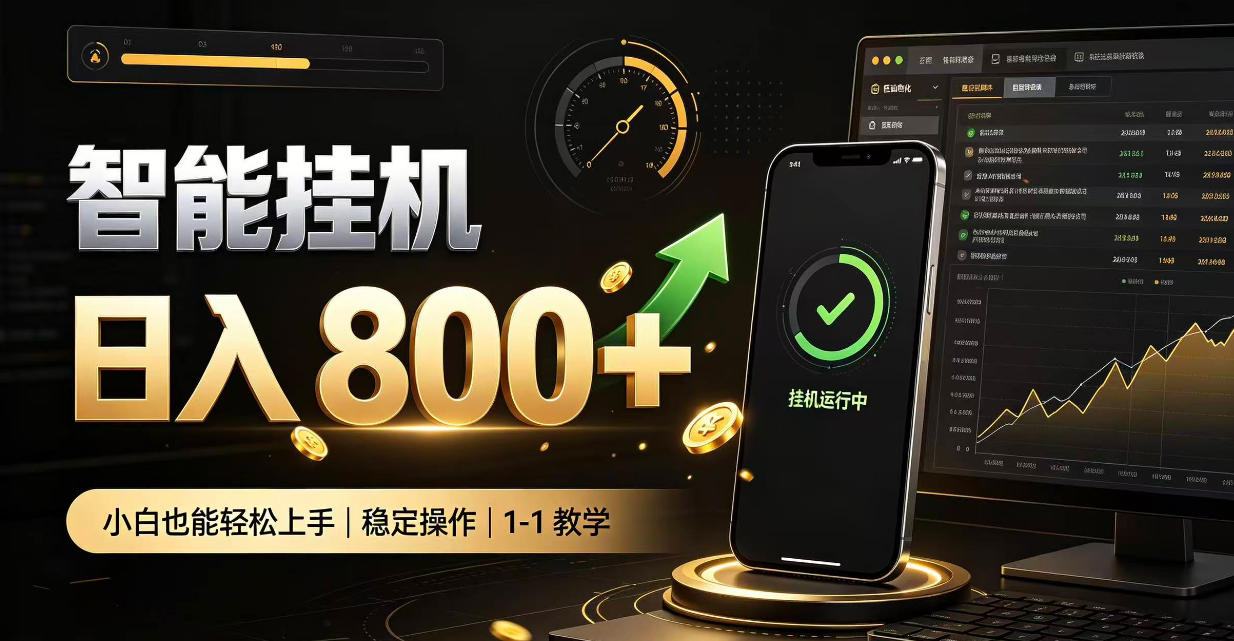 零值守智能挂G,副业高效增收居家智能挂G,新手也能日入800【揭秘】-皮皮网创