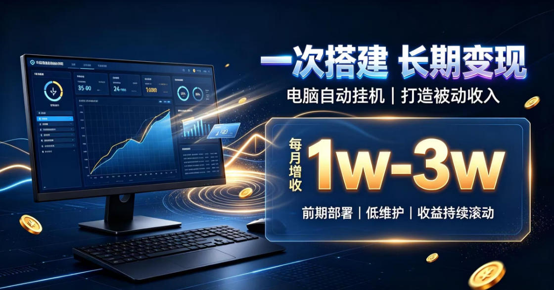 一份投入长期收益，电脑自动挂G类目，搭建被动收入每月增收1w-3w【揭秘】-皮皮网创