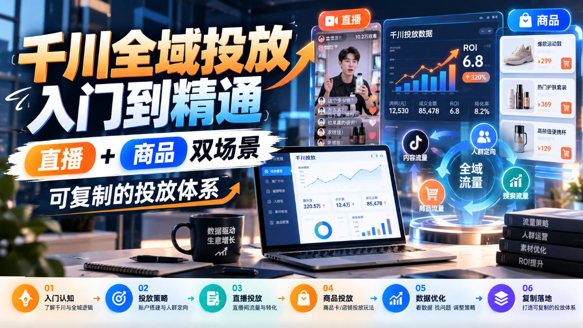 千川全域投放入门到精通,直播+商品双场景,可复制的投放体系(更新1026)-皮皮网创