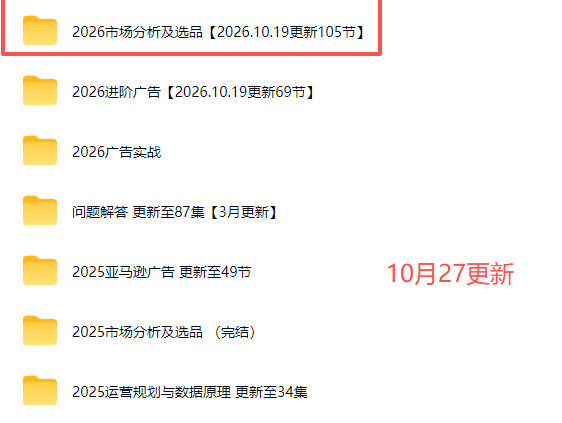 2026亚马逊视频教程,学习我们的商业模式,以及2026最新的选品及运营经验(更新1027)