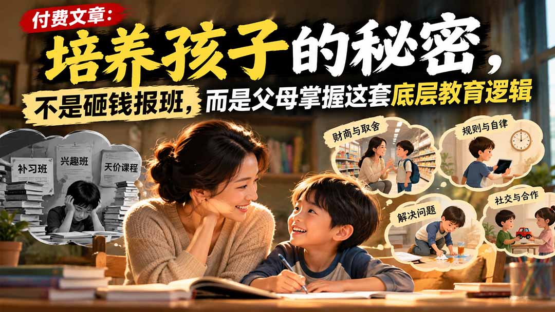 付费文章:培养孩子的秘密,不是砸钱报班,而是父母掌握这套底层教育逻辑-皮皮网创