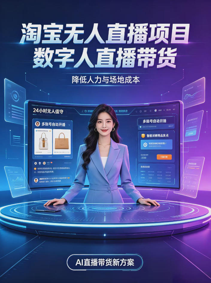 淘宝AI无人直播带货，24小时自动开播低门槛副业，无需真人长时间出镜，持续引流出单【揭秘】-皮皮网创