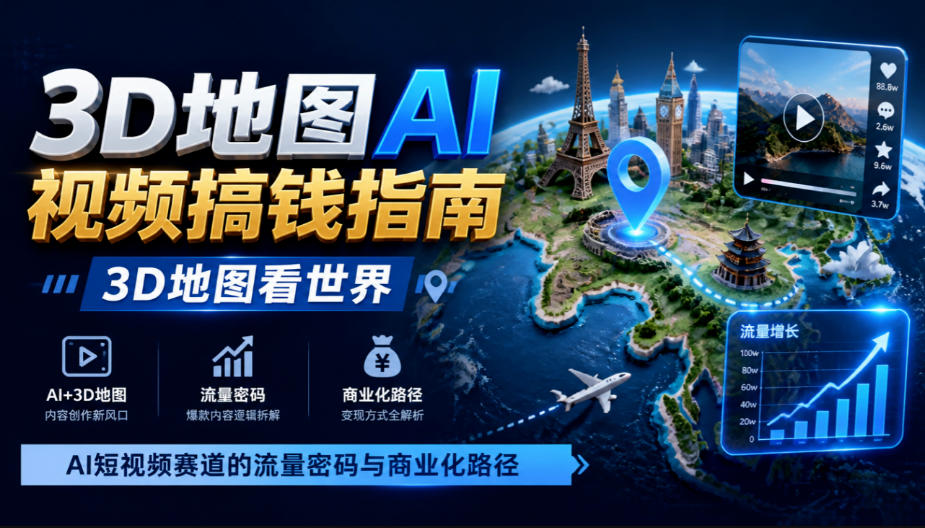 3D地图AI视频搞钱指南,3D地图看世界,AI短视频赛道的流量密码与商业化路径【文档】-皮皮网创
