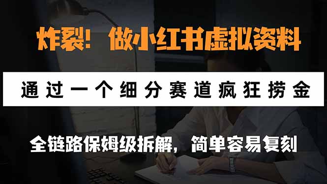 炸裂!做小红书虚拟资料,通过一个细分赛道疯狂捞金,全链路保姆级拆解,简单容易复刻-皮皮网创