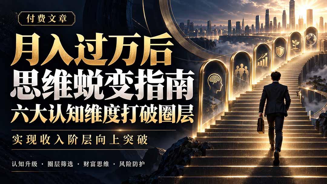 付费文章:月入过万后思维蜕变指南,六大认知维度打破圈层,实现收入阶层向上突破-皮皮网创