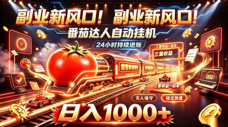 副业新风口!番茄达人自动挂G,24小时持续进账,三重收益一起拿,日入1000+【揭秘】-皮皮网创