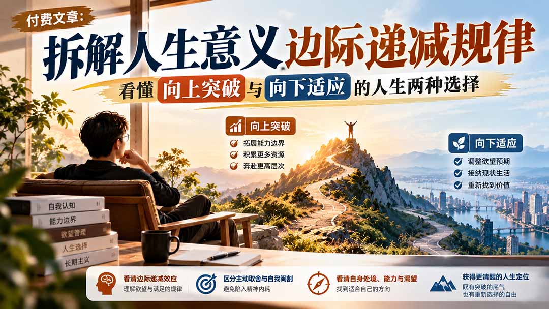 付费文章:拆解人生意义边际递减规律,看懂向上突破与向下适应的人生两种选择-皮皮网创