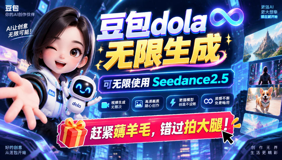 1029最新豆包dola无限生成技术,可以无限生成sseedance2.5,赶紧薅羊毛,和谐拍大腿-皮皮网创