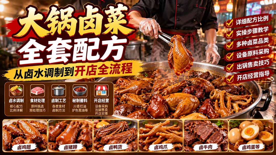 大锅卤菜全套配方,从卤水调制到开店全流程,感觉学会了去摆摊也不错-皮皮网创