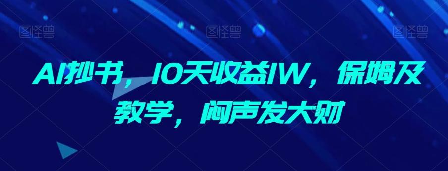 AI抄书，10天收益1W，保姆及教学，闷声发大财-皮皮网创