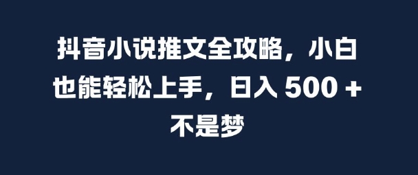 抖音小说推文全攻略，小白也能轻松上手，日入 5张+ 不是梦【揭秘】-皮皮网创