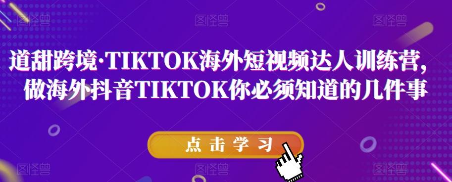 道甜跨境·TIKTOK海外短视频达人训练营，做海外抖音TIKTOK你必须知道的几件事-皮皮网创