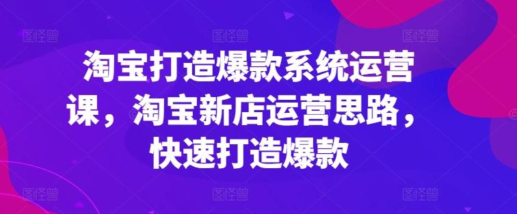 淘宝打造爆款系统运营课，淘宝新店运营思路，快速打造爆款-皮皮网创