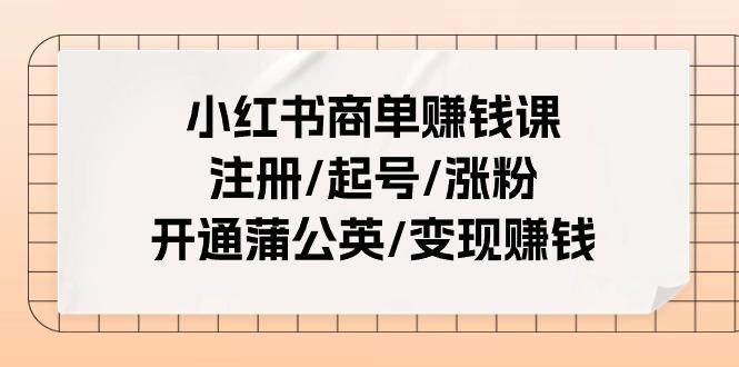 小红书商单赚钱课：注册/起号/涨粉/开通蒲公英/变现赚钱(25节课)-皮皮网创