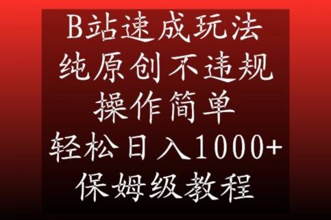 B站速成玩法，纯原创不违规，操作简单，轻松日入1000+，保姆级教程【揭秘】-皮皮网创