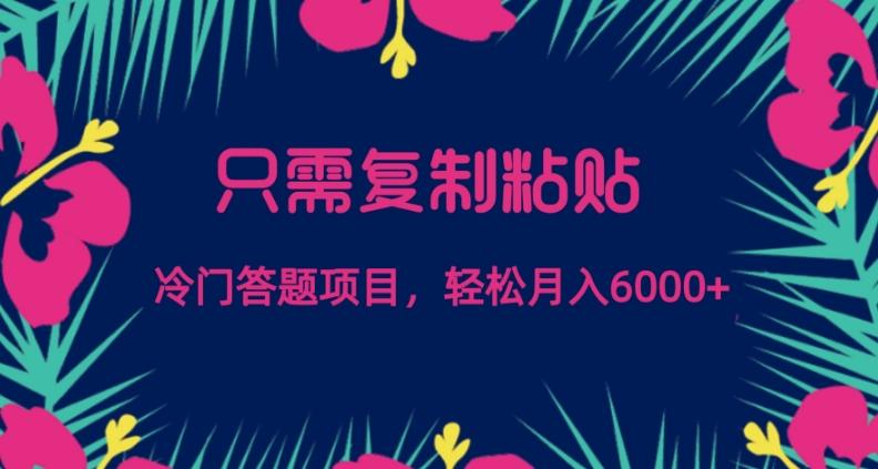 只需复制粘贴，冷门答题项目，轻松月入6000-皮皮网创