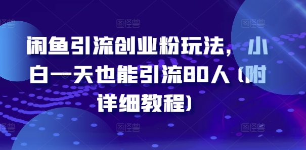闲鱼引流创业粉玩法，小白一天也能引流80人(附详细教程)-皮皮网创