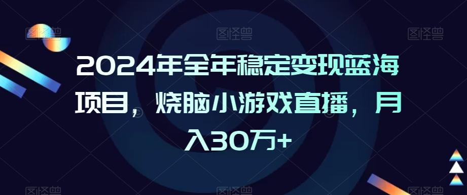 2024年全年稳定变现蓝海项目，烧脑小游戏直播，月入30万+【揭秘】-皮皮网创