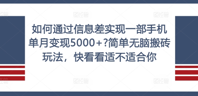 如何通过信息差实现一部手机单月变现5000+?简单无脑搬砖玩法，快看看适不适合你【揭秘】-皮皮网创