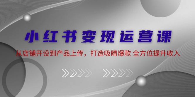 小红书变现运营课：从店铺开设到产品上传，打造吸睛爆款 全方位提升收入-皮皮网创