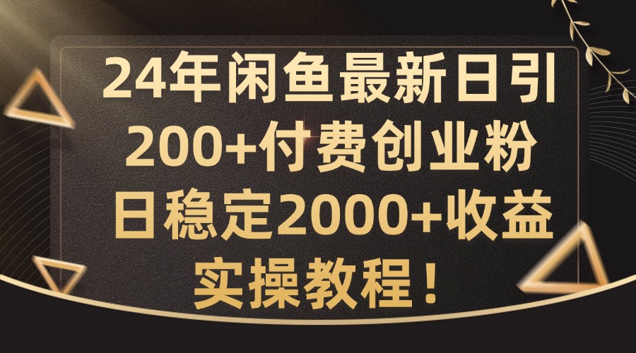 24年闲鱼最新日引200+付费创业粉日稳2000+收益，实操教程【揭秘】-皮皮网创