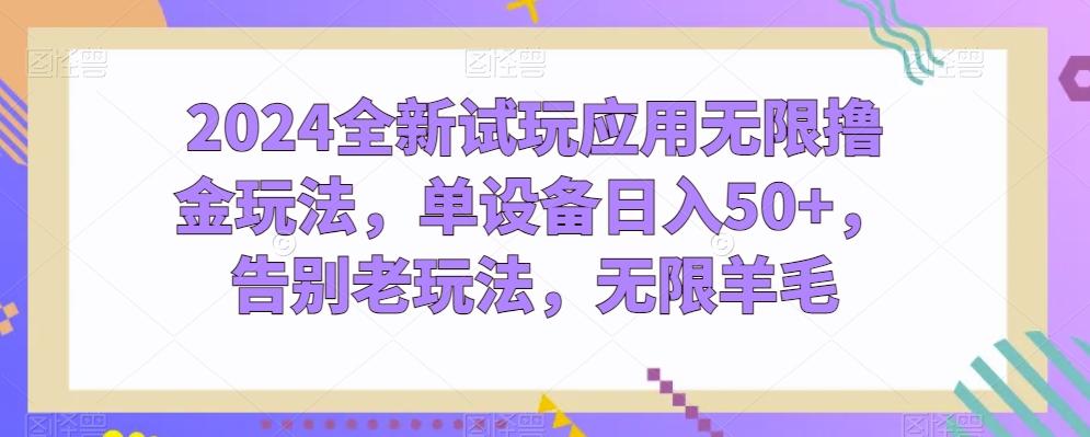 2024全新试玩应用无限撸金玩法，单设备日入50+，告别老玩法，无限羊毛【揭秘】-皮皮网创