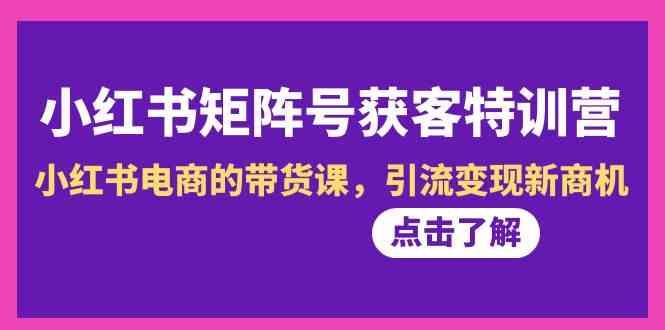 小红书矩阵号获客特训营-第10期，小红书电商的带货课，引流变现新商机-皮皮网创