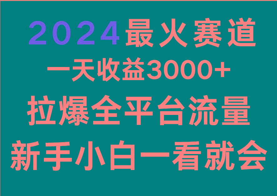 2024最火赛道，一天收一3000+.拉爆全平台流量，新手小白一看就会-皮皮网创