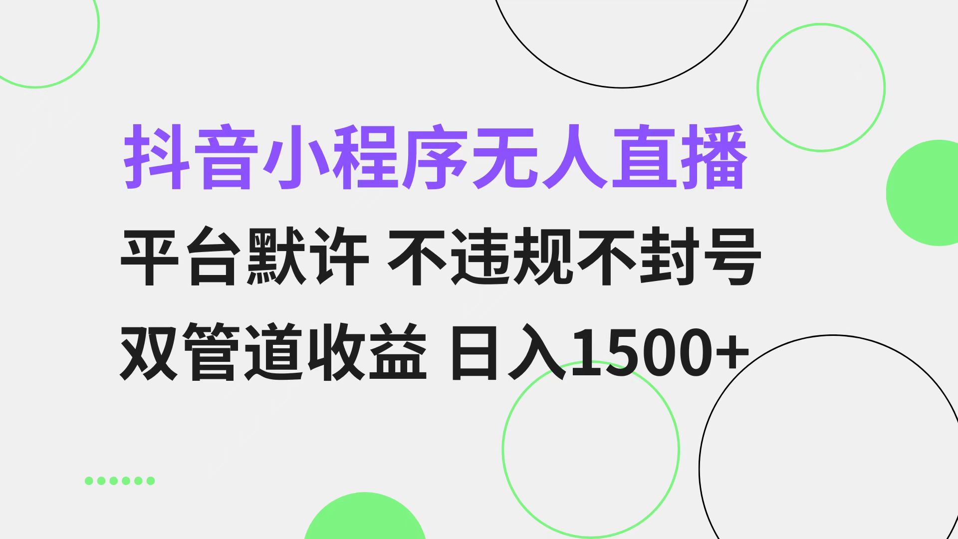 抖音小程序无人直播 平台默许 不违规不封号 双管道收益 日入1500+ 小白…-皮皮网创