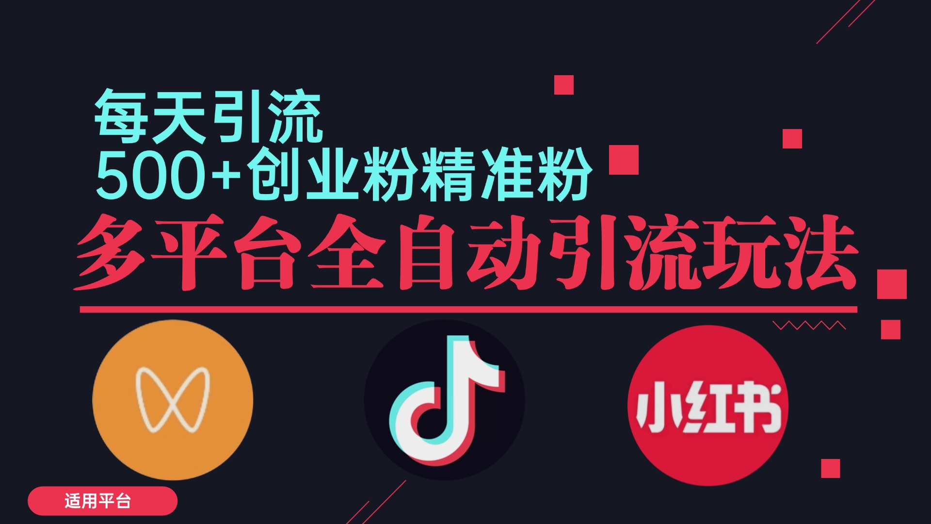 小红书抖音视频号截流自热全平台引流打法，全自动引流【日引2000+精准…-皮皮网创