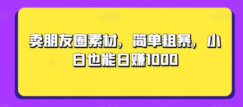 卖朋友圈素材，简单粗暴，小白也能日赚1000-皮皮网创