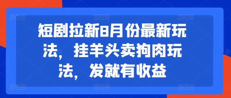 短剧拉新8月份最新玩法，挂羊头卖狗肉玩法，发就有收益-皮皮网创