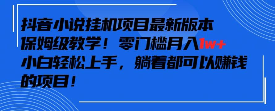抖音最新小说挂机项目，保姆级教学，零成本月入1w+，小白轻松上手【揭秘】-皮皮网创